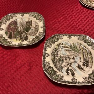 2 Johnson Brothers Victorian Salad Plates for winter/Christmas
